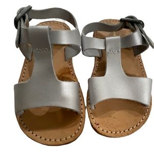 Freshly Picked Toddler Girl Leather Sandals Silver Size 4